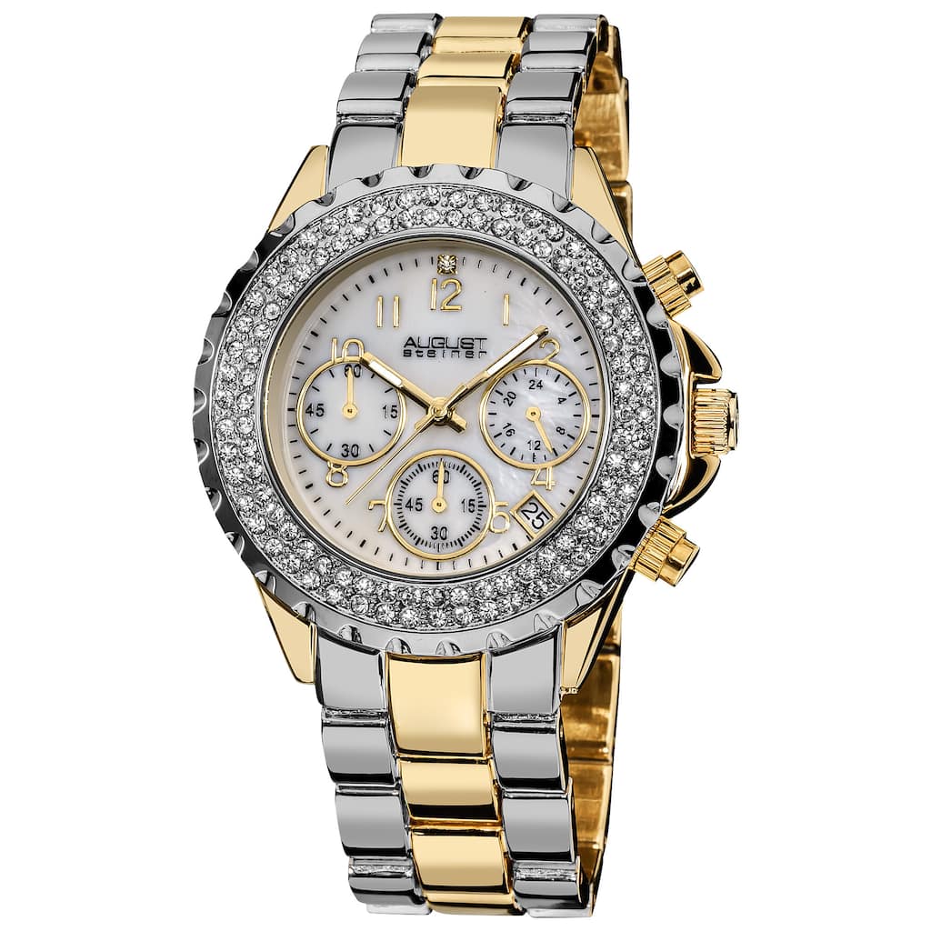 August Steiner Women's Two-Tone Crystal Chronograph Bracelet Watch