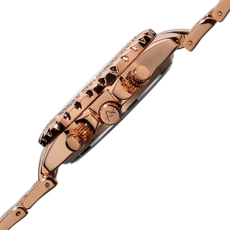 August Steiner Women's Crystal Chronograph Rose-Tone Bracelet Watch