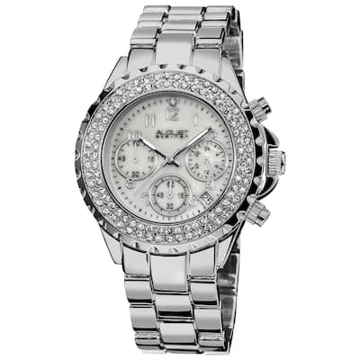 August Steiner Women's Silver-Tone Crystal Chronograph Bracelet Watch