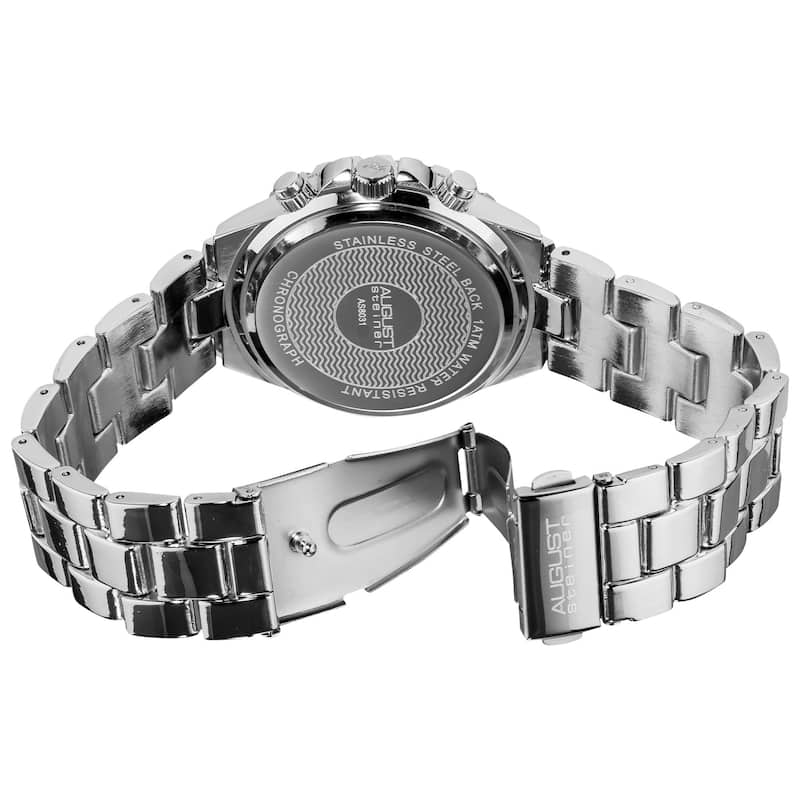 August Steiner Women's Silver-Tone Crystal Chronograph Bracelet Watch