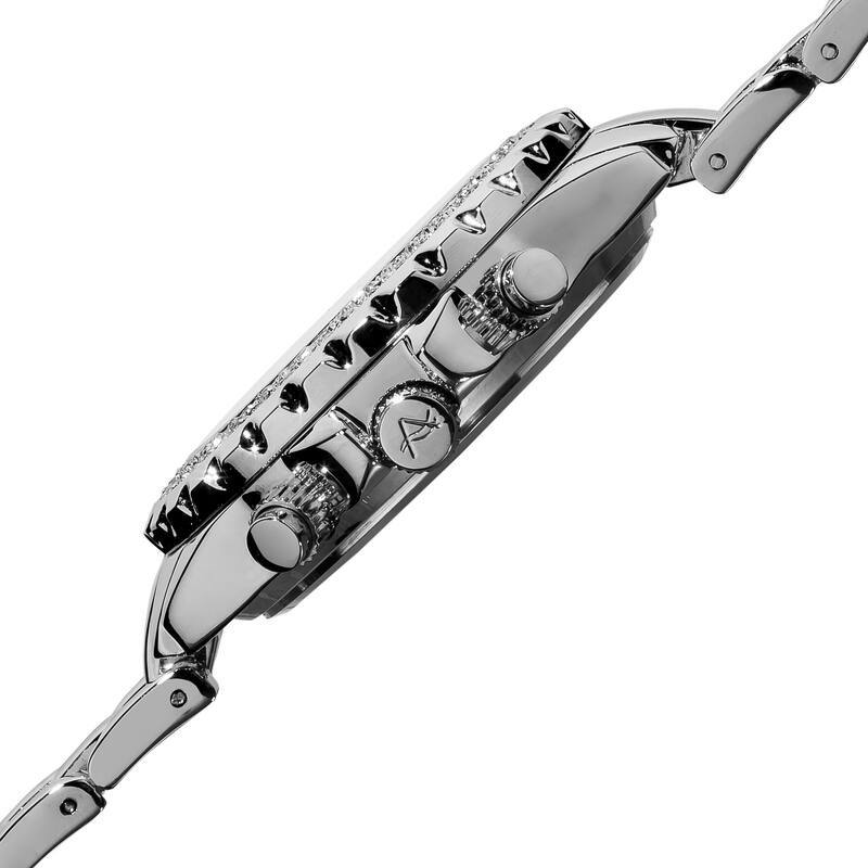 August Steiner Women's Silver-Tone Crystal Chronograph Bracelet Watch