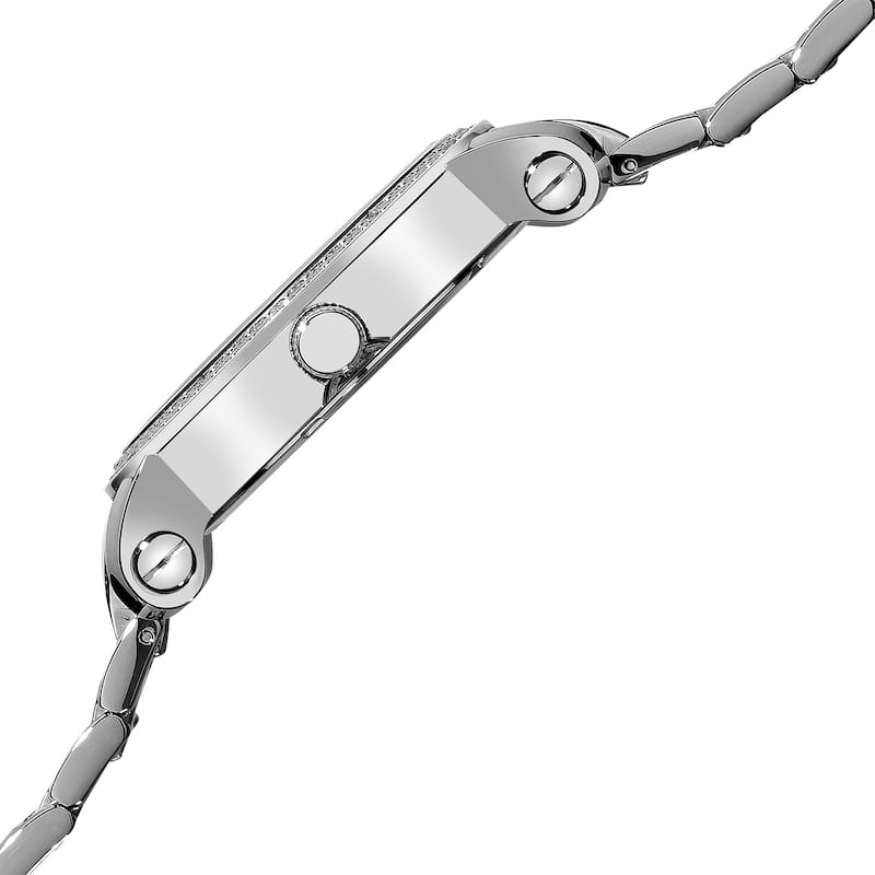 Joshua & Son's Men's Stainless Steel Diamond Silver-Tone Bracelet Watch