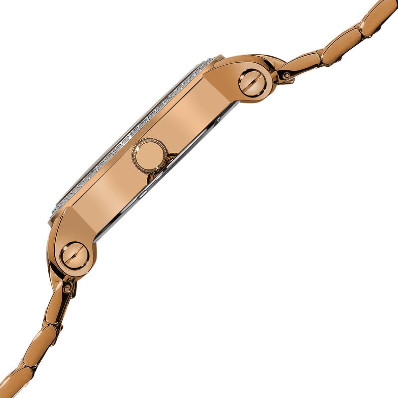 Joshua & Son's Men's Stainless Steel Quartz Diamond Rose-Tone Bracelet Watch