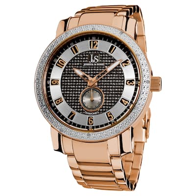Joshua & Son's Men's Stainless Steel Quartz Diamond Rose-Tone Bracelet Watch