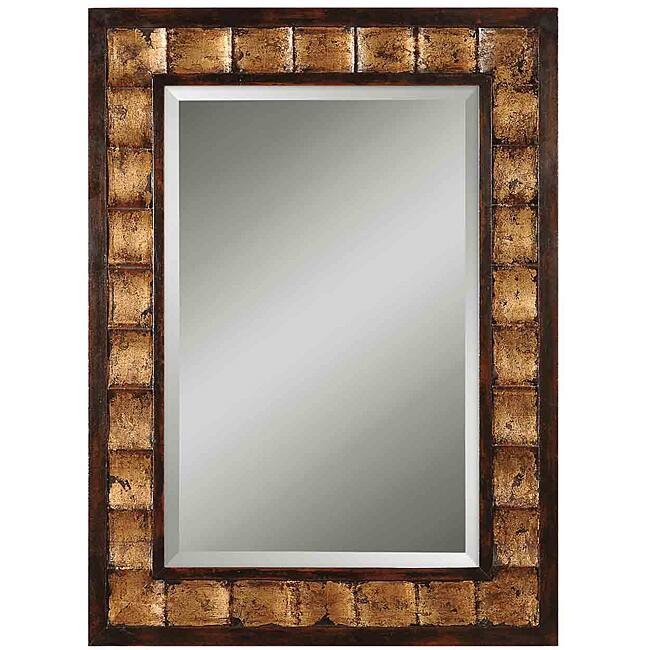 Uttermost Justus Distressed Mahogany Wood Framed Mirror