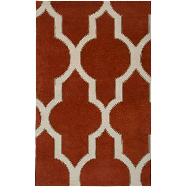 Hand-tufted Averlo Rust Area Rug (8' x 10') - 8' x 10'