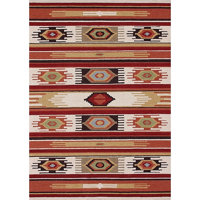 Hand hooked Rancho Ivory/ Multi Rug (36 X 56)