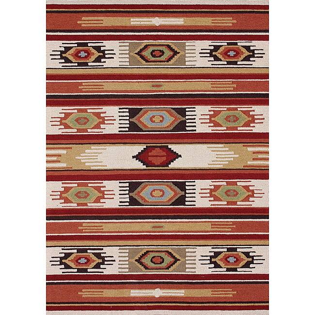 Hand-hooked Rancho Ivory/ Multi Rug