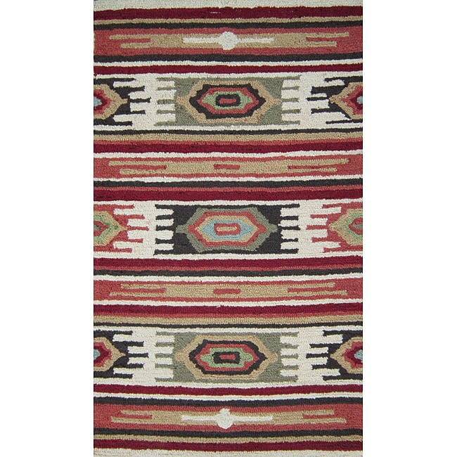 Hand hooked Rancho Ivory/ Multi Rug (23 X 39)