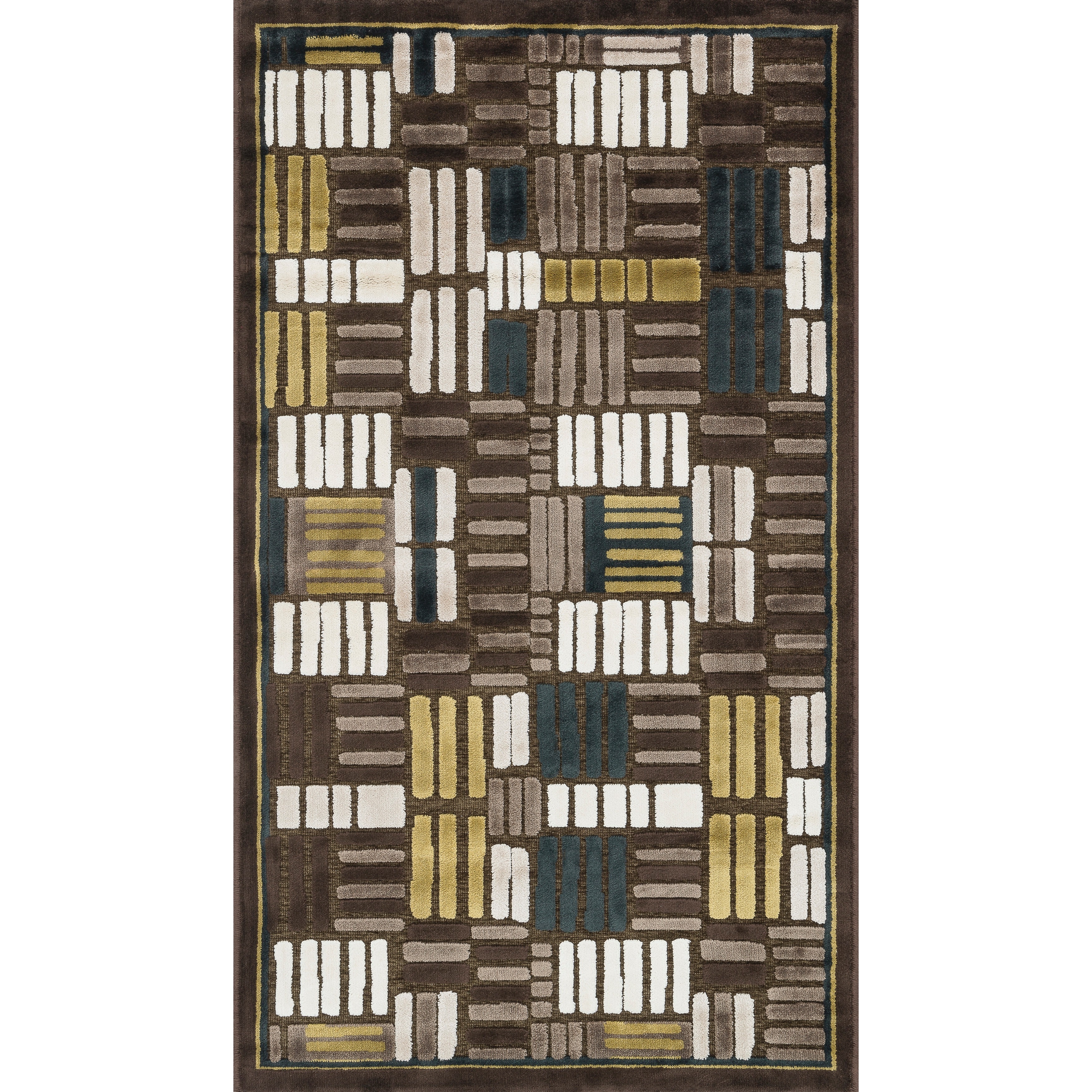 Madison Brown/ Teal Rug (23 X 39)