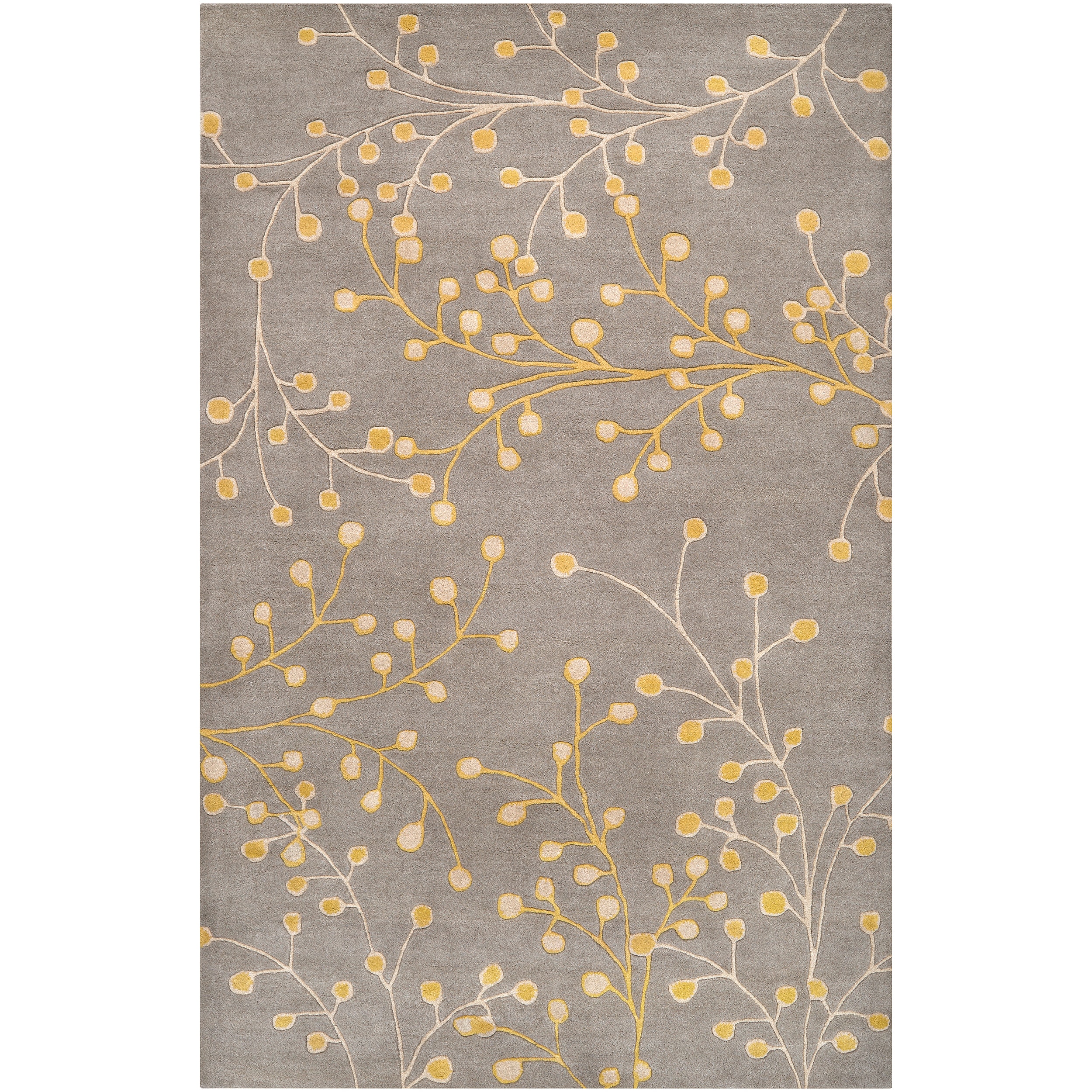 Hand Tufted Gray Floral Wool Jeweled Rug (5 X 8)