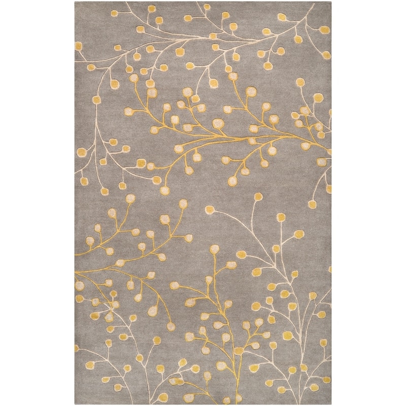 Sakura Handmade Transitional Floral Wool Area Rug - 5' x 8' - Mustard - Runner/Rectangle