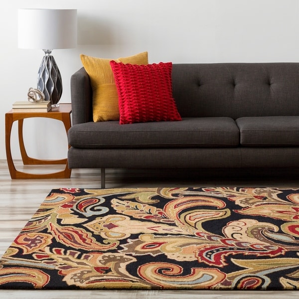 Hand Tufted Black Wool Ages Area Rug - 8' x 11'