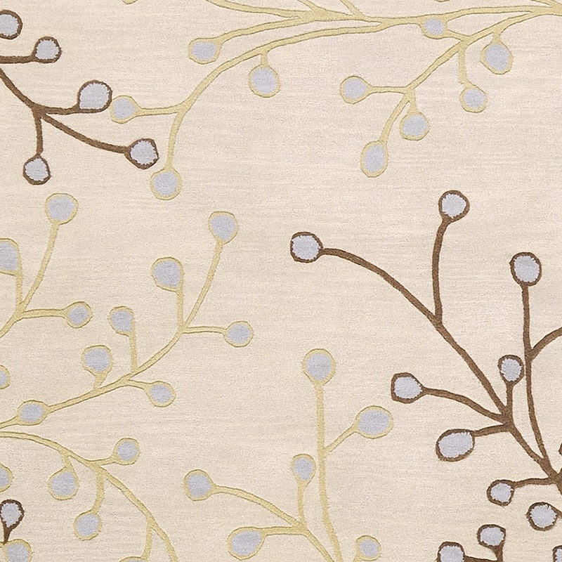 Sakura Handmade Transitional Floral Wool Area Rug - 8' Square/Surplus2 - Beige - Square/Runner
