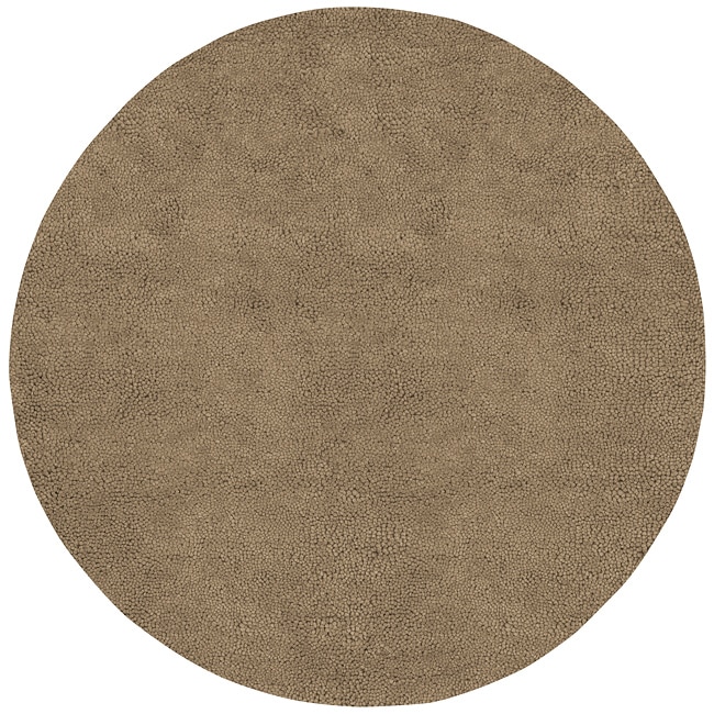 Hand tufted Tan Dichotomy Colorful Plush Shag New Zealand Felted Wool Rug (8 Round)