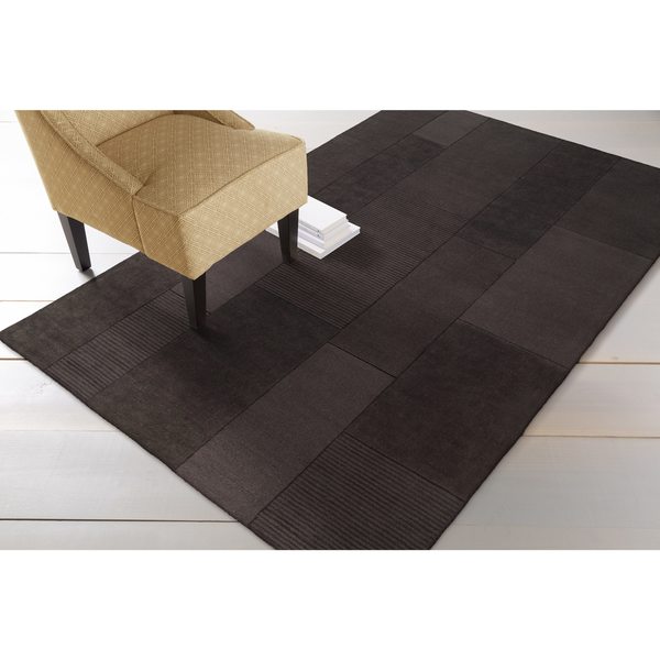 Shop Handcrafted Solid Casual Dark Brown Minima Wool Area Rug 5' x 8