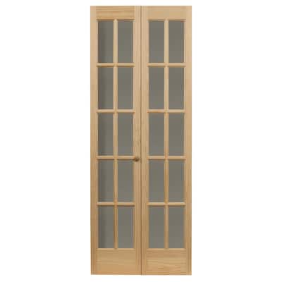 AWC Traditional Divided Glass Unfinished Pine 24-inch Bifold Door
