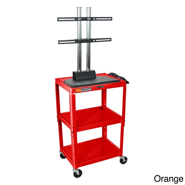 Luxor 24 42 Inch High Open 3 Shelf Flat Panel Adjustable AV Cart