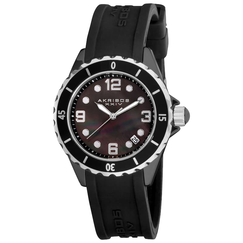 Akribos XXIV Women's Ceramic Black Strap Watch