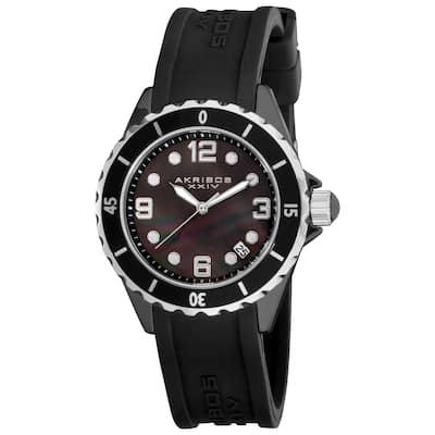 Akribos XXIV Women's Ceramic Black Strap Watch