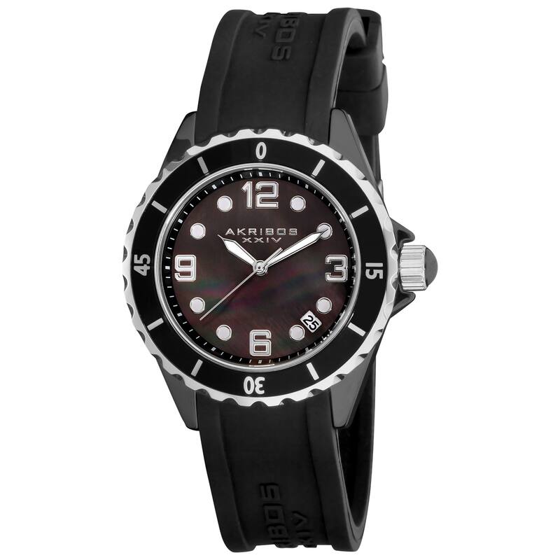 Akribos XXIV Women's Ceramic Black Strap Watch