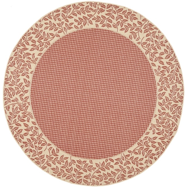 Red/natural Indoor/outdoor Area Rug (67 Round)