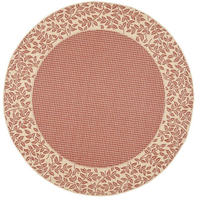 Safavieh Courtyard Red/ Natural Indoor/ Outdoor Rug - 5'3" x 5'3" round
