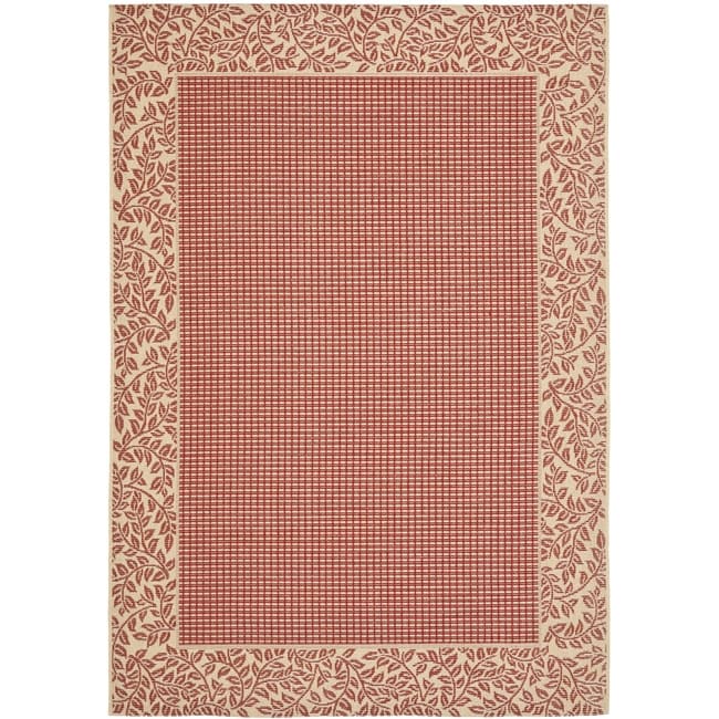 Indoor/ Outdoor Polypropylene Red/ Natural Rug (27 X 5)