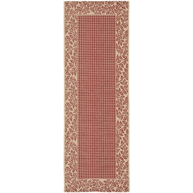 Red/ Natural Indoor Outdoor Rug (24 X 67)