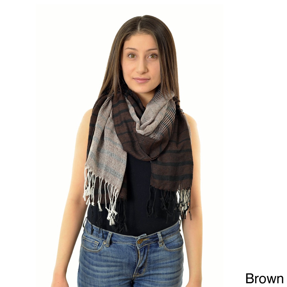 La77 La77 Wide Stripe Scrunch Scarf Brown Size One Size Fits Most