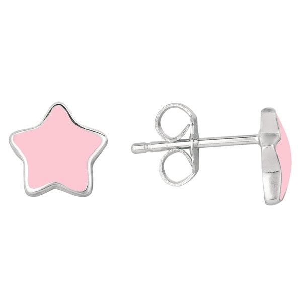 Sterling Silver and Enamel Star Earrings Children's Earrings