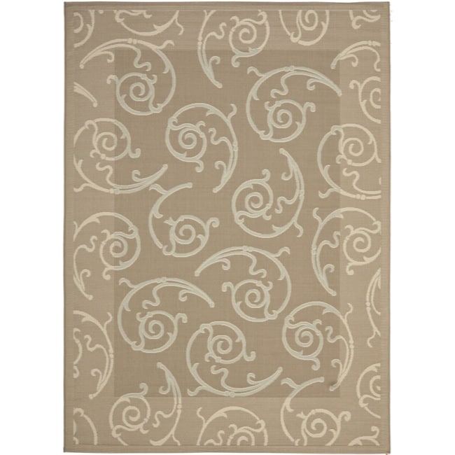 Dark Beige/ Beige Geometric Indoor Outdoor Rug (8 X 112)