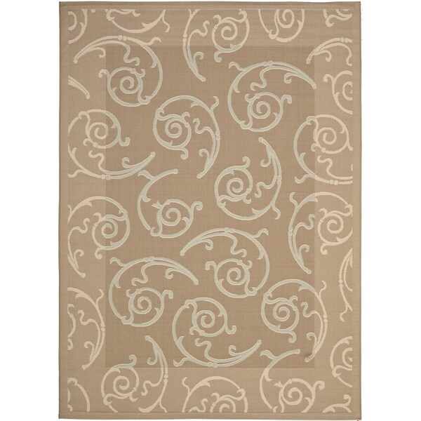 Safavieh Dark Beige/ Beige Geometric Indoor Outdoor Rug - 8' X 11'