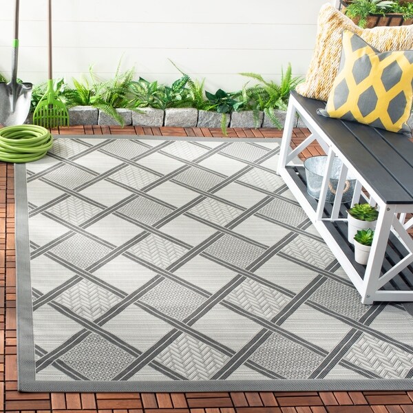 Shop Safavieh Light Grey/ Dark Grey Indoor Outdoor Rug 8' x 11'2