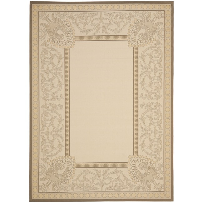 Beige/ Dark Beige Geometric Indoor Outdoor Rug (8 X 112)