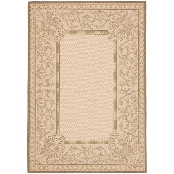 Safavieh Floral-Print Beige/Dark Beige Indoor/Outdoor Rug - 5'3" x 7'7"