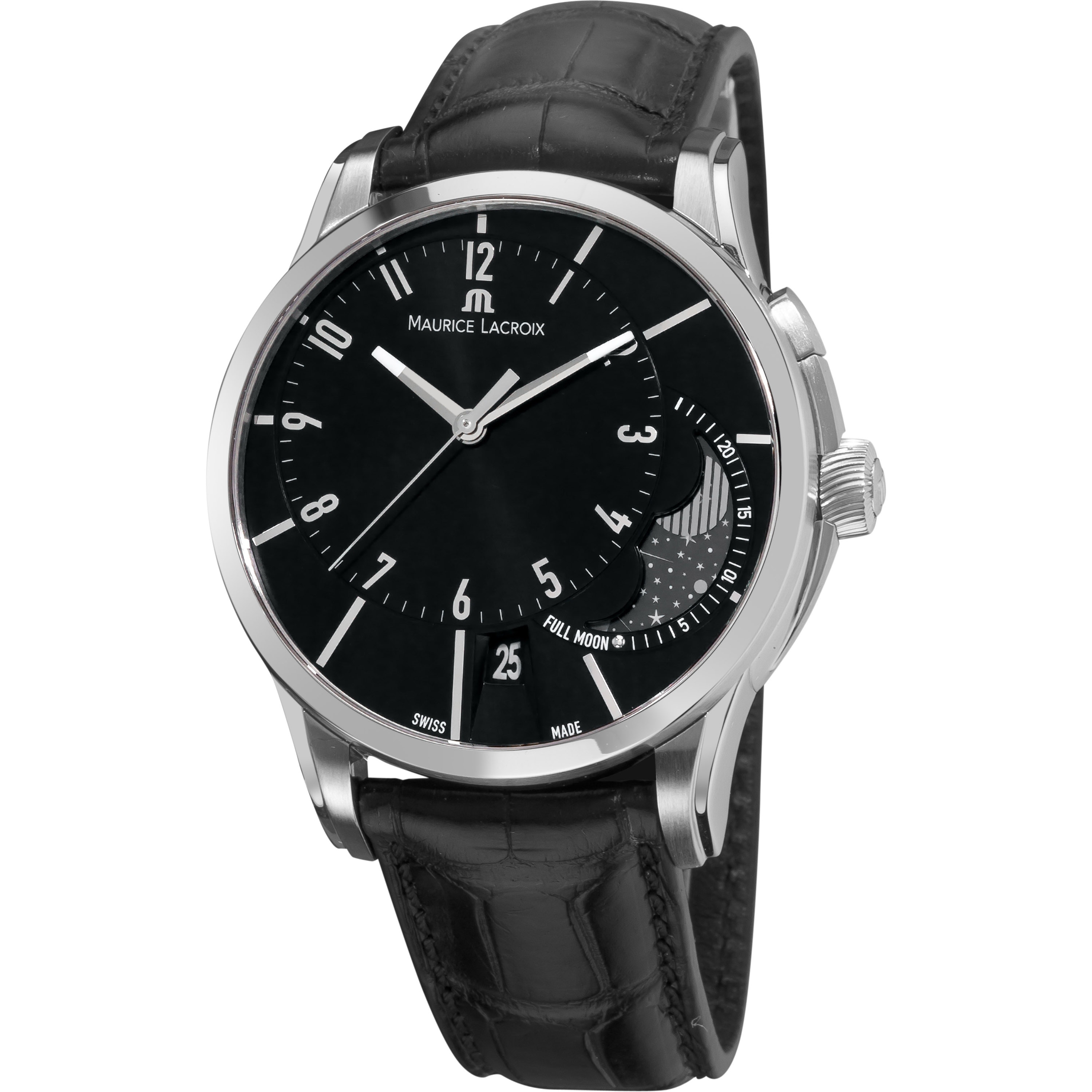 Maurice Lacroix Men's PT6318-SS001-330 'Pontos' Black Moonphase-dial Automatic Watch