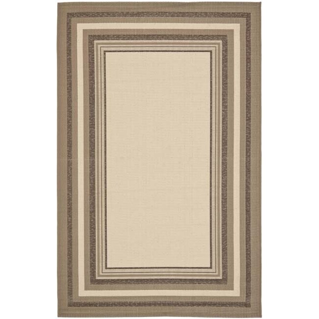 Beige/ Dark beige Geometric Indoor/ Outdoor Polypropylene Rug (4 X 57)