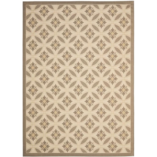 Contemporary Beige/dark Beige Indoor/outdoor Rug (53 X 77)