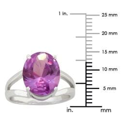 10k Gold Synthetic Amethyst Contemporary Split Shank Ring Gemstone Rings