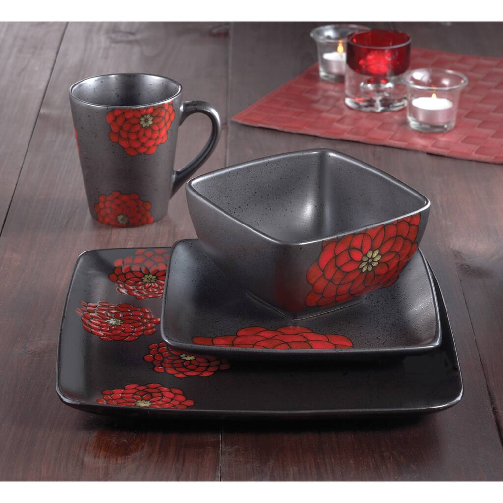 American Atelier Asiana Red 16-piece Dinnerware Set