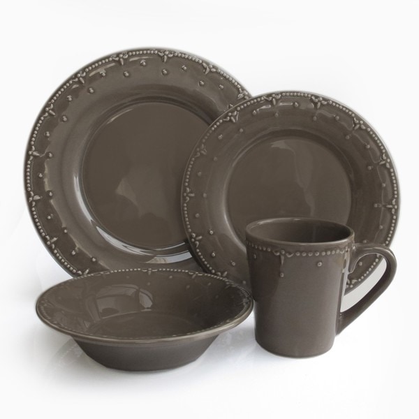 American Atelier Smoked Gray 16 piece Dinnerware Set American Atelier Casual Dinnerware