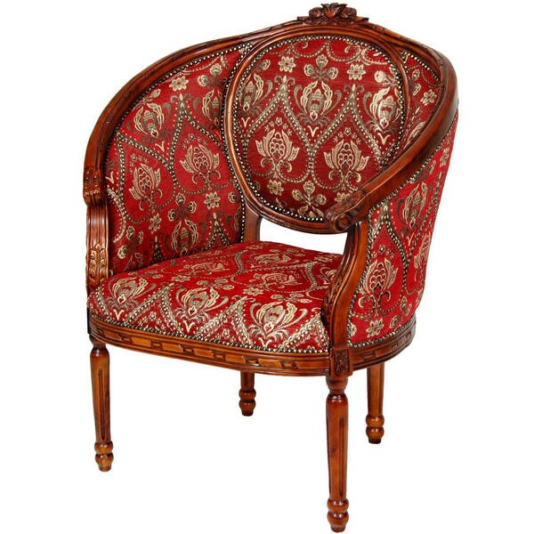 Shop Handmade Queen Anne' Wing Crimson Fleurs-De-Lis Chair (China