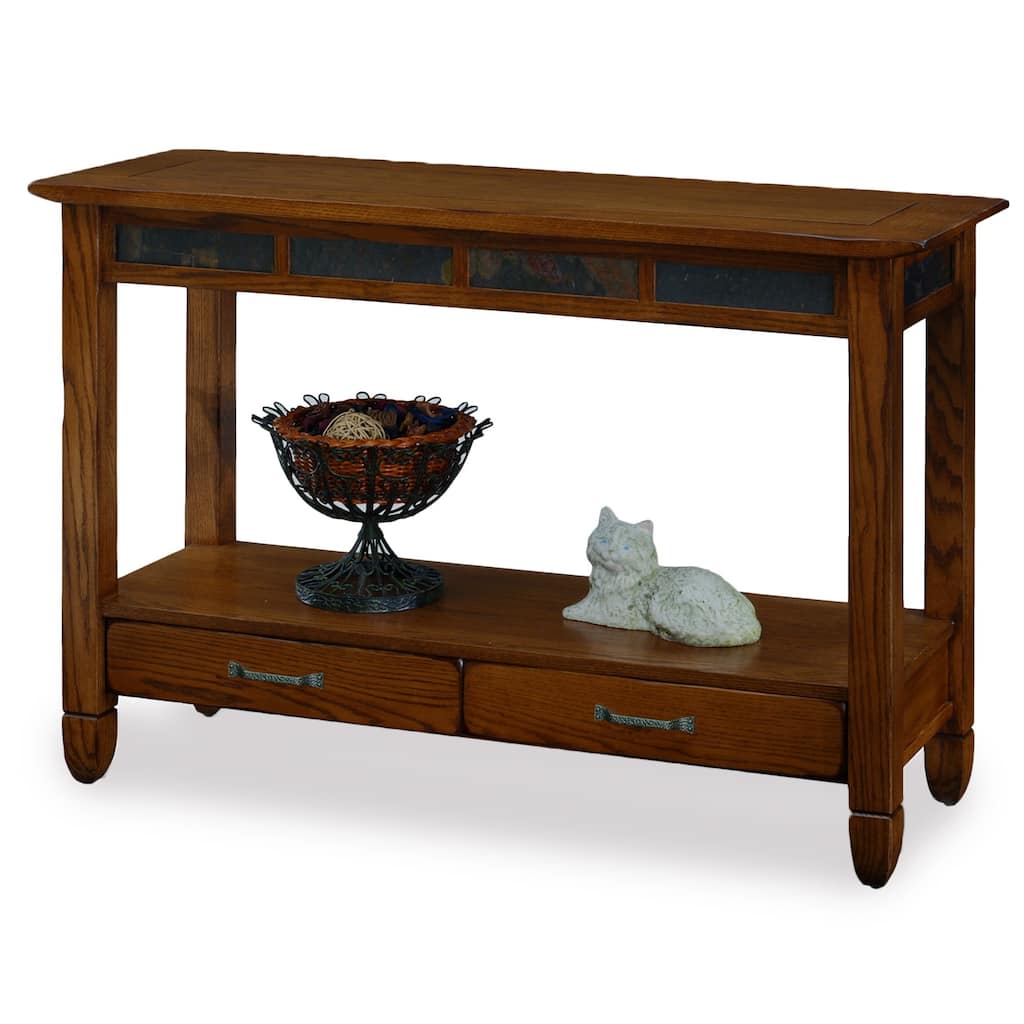 Rustic Oak and Slate Tile Sofa Table