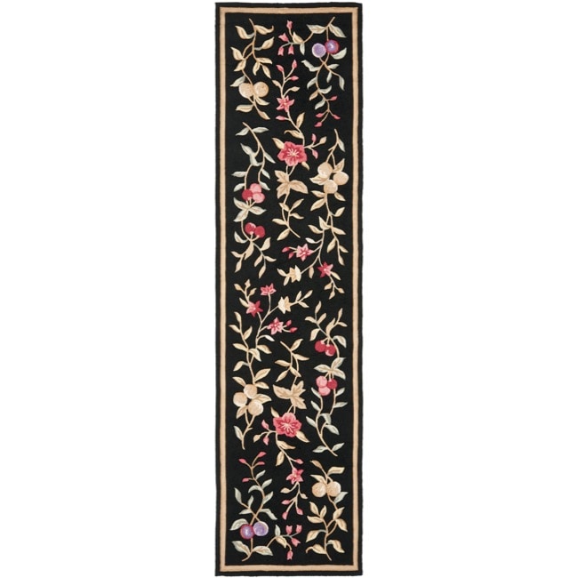 Simply Clean Botanical Hand hooked Black Rug (2 6 X 8)