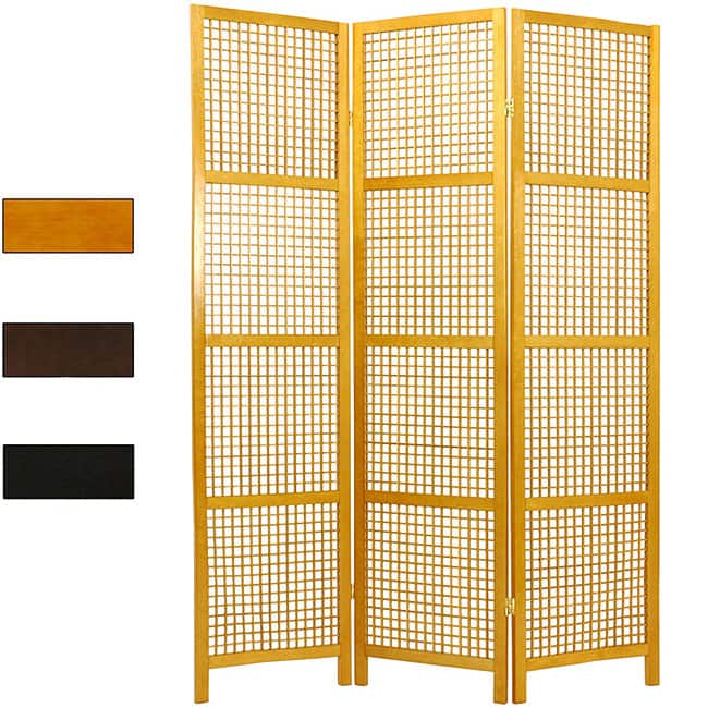 Handmade Miyagi Open Lattice 3-panel Room Divider (China) - Brown