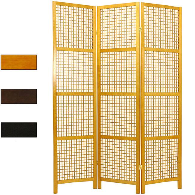 Handmade Miyagi Open Lattice 3-panel Room Divider (China)