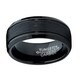 Oliveti Tungsten Carbide Men's Black Brushed Textured Center Ring (8 mm) - Thumbnail 1