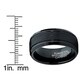 Oliveti Tungsten Carbide Men's Black Brushed Textured Center Ring (8 mm) - Thumbnail 2