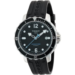 Tissot Men's 'Seastar' Black Dial Black Silicone Strap Watch Tissot Men's Tissot Watches